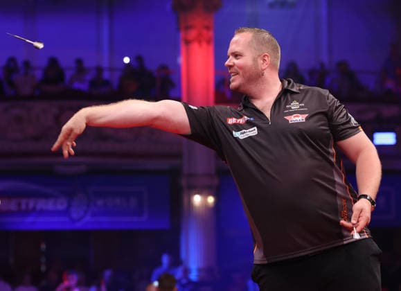World Matchplay Darts 2026 Dirk van Duijvenbode during the 2026 World Matchplay darts at Winter Gardens, Blackpool, UK on 19 July 2026. Blackpool Winter Gardens UK Editorial use only , Copyright: xChrisxSargeantx PSI-24526-0004