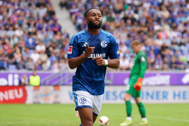 19.07.2026, xtgx, Fussball - Testspiel Erzgebirge Aue - FC Schalke 04 v.l. Moussa Sylla (Schalke, 9) Jubel, Torjubel, jubelt ueber das Tor, celebrate the goal, celebration (DFL DFB REGULATIONS PROHIBIT ANY USE OF PHOTOGRAPHS as IMAGE SEQUENCES and or QUASI-VIDEO) Aue *** July 19, 2026, xtgx, Soccer Friendly: Erzgebirge Aue vs. FC Schalke 04, featuring Moussa Sylla of Schalke, 9 celebrations, Goal celebration, celebrating the goal, DFL and DFB regulations prohibit any use of photographs as image sequences and or quasi-video. Aue