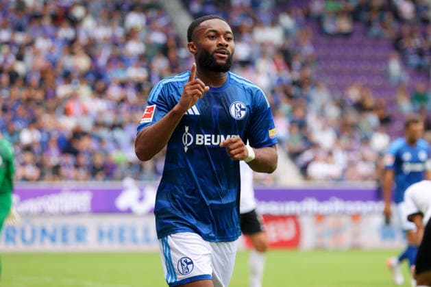 19.07.2026, xtgx, Fussball - Testspiel Erzgebirge Aue - FC Schalke 04 v.l. Moussa Sylla (Schalke, 9) Jubel, Torjubel, jubelt ueber das Tor, celebrate the goal, celebration (DFL DFB REGULATIONS PROHIBIT ANY USE OF PHOTOGRAPHS as IMAGE SEQUENCES and or QUASI-VIDEO) Aue *** July 19, 2026, xtgx, Soccer Friendly: Erzgebirge Aue vs. FC Schalke 04, featuring Moussa Sylla of Schalke, 9 celebrations, Goal celebration, celebrating the goal, DFL and DFB regulations prohibit any use of photographs as image sequences and or quasi-video. Aue
