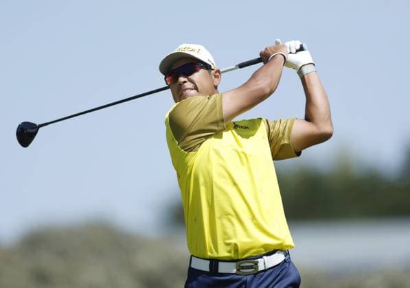 Golf: British Open Hideki Matsuyama of Japan hits off the second tee during the final round of the British Open golf tournament at Royal Birkdale Golf Club in Southport, England, on July 19, 2026.  A14AA0005623645P