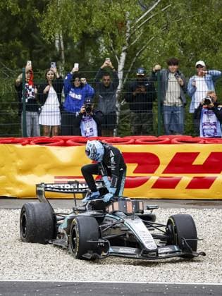 SPA - George Russell (Mercedes-AMG PETRONAS Formula One Team) steps out of the car during the Belgian Grand Prix race at the Spa-Francorchamps circuit. SEM VAN DER WAL ANP xVIxANPxSportx xxANPxIVx 563838740 originalFilename: 563838740.jpg