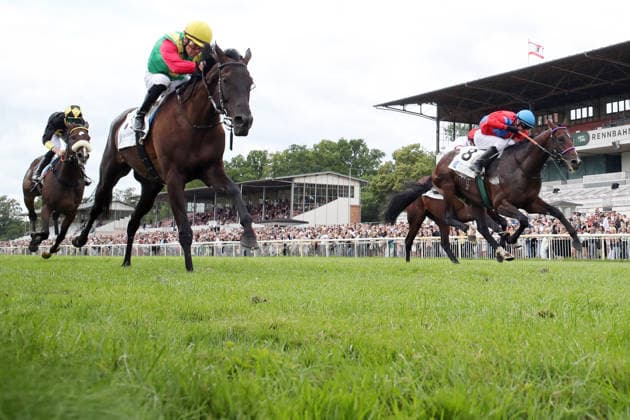 19.07.2026, Hoppegarten, Brandenburg, GER - Nastaria mit Jozef Bojko gewinnt das Fuerstenberg-Rennen. Galopprennbahn Hoppegarten. () 260719D704HOPPEGARTEN.JPG *** July 19, 2026, Hoppegarten, Brandenburg, GER: Nastaria, ridden by Jozef Bojko, wins the Fuerstenberg Race at Hoppegarten Racetrack 260719D704HOPPEGARTEN JPG