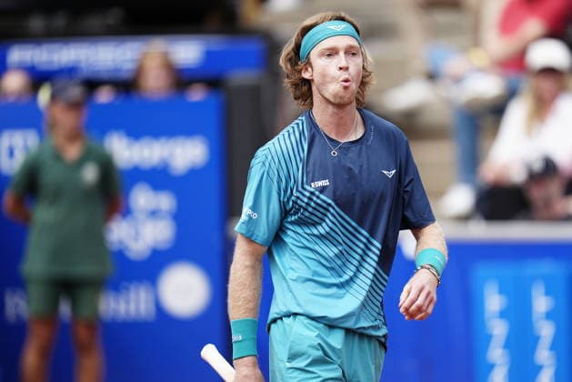 BASTAD, SVERIGE 20260719 Andrey Rublev under herrarnas singel final i tennismatchen mellan Rysslands Andrey Rublev och Italiens Luciano Darderi i Nordea Open i Bastad. BASTAD SVERIGE x9200x *** BASTAD, SWEDEN 20260719 Andrey Rublev during the men s singles final in the tennis match between Russia s Andrey Rublev and Italy s Luciano Darderi at the Nordea Open in Bastad BASTAD SWEDEN x9200x  Copyright: xBjörnxLarssonxRosvall TTx TENNIS NORDEA OPEN I BASTAD
