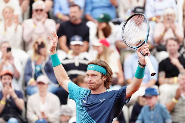 BASTAD, SWEDEN 20260719 Andrey Rublev celebrates after hitting his match point during the men s singles final in the tennis match between Russia s Andrey Rublev and Italy s Luciano Darderi at the Nordea Open in Bastad. BASTAD SWEDEN x9200x *** BASTAD, SWEDEN, July 19, 2026 Andrey Rublev celebrates after hitting his match point during the men s singles final in the tennis match between Russia s Andrey Rublev and Italy s Luciano Darderi at the Nordea Open in Bastad, BASTAD, SWEDEN x9200x  Copyright: xBjörnxLarssonxRosvall TTx TENNIS NORDEA OPEN IN BASTAD
