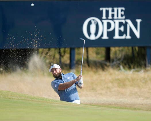 SOUTHPORT, ENGLAND - JULY 19: Tyrrell Hatton (ENG) plays from a green side bunker on the 6th hole during Round 4 of the 154th Open Championship at the Royal Birkdale Golf Club, Southport on July 19, 2026 in Merseyside, England The 154th British Open Championship