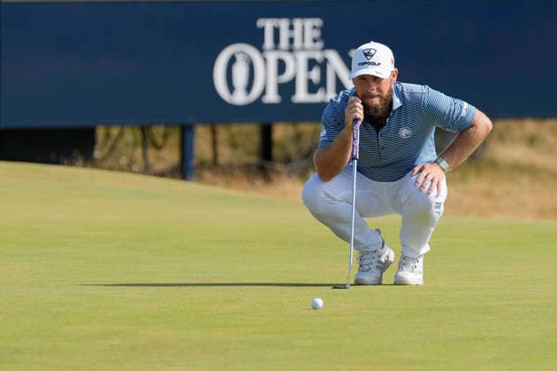 SOUTHPORT, ENGLAND - JULY 19: Tyrrell Hatton (ENG) lines up a putt on the sixth green during Round 4 of the 154th Open Championship at the Royal Birkdale Golf Club, Southport on July 19, 2026 in Merseyside, England The 154th British Open Championship