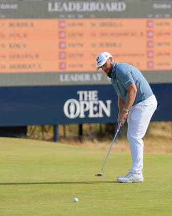SOUTHPORT, ENGLAND - JULY 19: Tyrrell Hatton (ENG) putts on the sixth green during Round 4 of the 154th Open Championship at the Royal Birkdale Golf Club, Southport on July 19, 2026 in Merseyside, England The 154th British Open Championship
