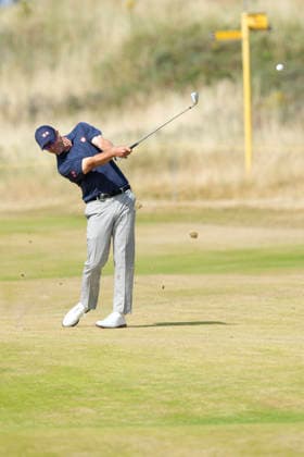 SOUTHPORT, ENGLAND - JULY 19: Adam Scott (AUS) plays from the third fairway during Round 4 of the 154th Open Championship at the Royal Birkdale Golf Club, Southport on July 19, 2026 in Merseyside, England The 154th British Open Championship