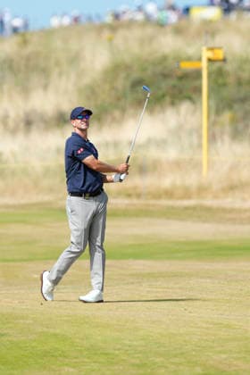 SOUTHPORT, ENGLAND - JULY 19: Adam Scott (AUS) plays from the third fairway during Round 4 of the 154th Open Championship at the Royal Birkdale Golf Club, Southport on July 19, 2026 in Merseyside, England The 154th British Open Championship
