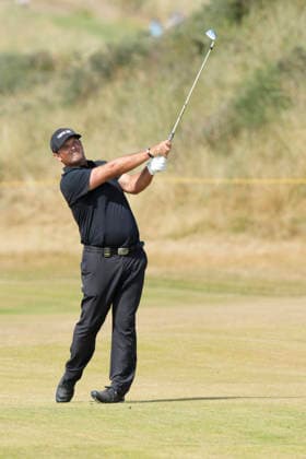 SOUTHPORT, ENGLAND - JULY 19: Patrick Reed (USA) plays from the third fairway during Round 4 of the 154th Open Championship at the Royal Birkdale Golf Club, Southport on July 19, 2026 in Merseyside, England The 154th British Open Championship