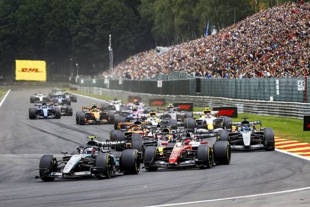 SPA - Andrea Kimi Antonelli (Mercedes-AMG PETRONAS Formula One Team) and Charles Leclerc (Scuderia Ferrari HP) during the Belgian Grand Prix race at the Spa-Francorchamps circuit. SEM VAN DER WAL ANP xVIxANPxSportx xxANPxIVx 563840218 originalFilename: 563840218.jpg