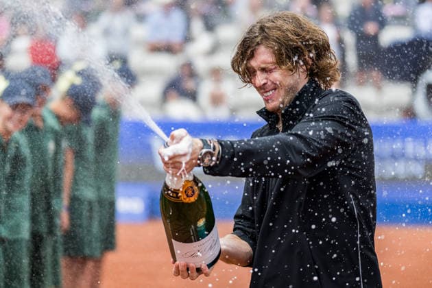 260719 Andrey Rublev of Russia celebrates after winning men™s singles during day 7 of the Nordea Open on July 19, 2026 in Bastad. Photo: Niclas Jönsson BILDBYRAN COP 273 NO0430 tennis ATP, Tennis Herren 250 nordea open bbeng final jubel celebration *** July 19, 2026: Andrey Rublev of Russia celebrates after winning the men’s singles title on day 7 of the Nordea Open on July 19, 2026 in Bastad. Photo by Niclas Jönsson, BILDBYRAN COP 273 NO0430 tennis ATP 250 Nordea Open BBENG final jubilation celebration  Copyright: NICLASxJÖNSSON BB260719NO086