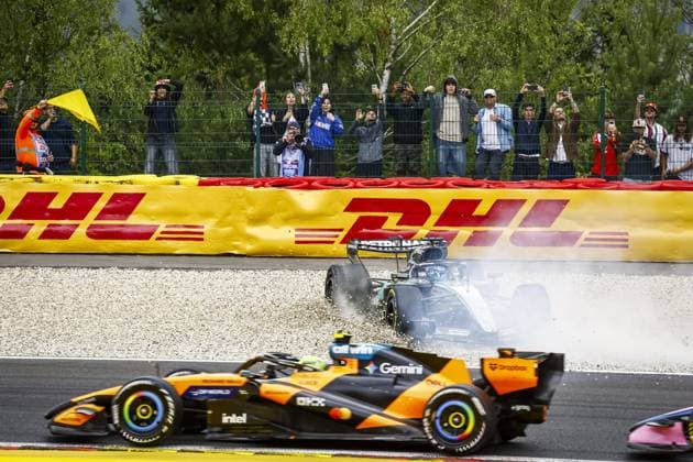 SPA - George Russell (Mercedes-AMG PETRONAS Formula One Team) ends up in the gravel trap during the Belgian Grand Prix race at the Spa-Francorchamps circuit. SEM VAN DER WAL ANP xVIxANPxSportx xxANPxIVx 563841127 originalFilename: 563841127.jpg