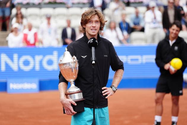 Andrey Rublev after winning the men s singles final in the tennis match between Russia s Andrey Rublev and Italy s Luciano Darderi at the Nordea Open in Bastad, Sweden, July 19, 2026. BASTAD SWEDEN x9200x *** Andrey Rublev after winning the men s singles final in the tennis match between Russia s Andrey Rublev and Italy s Luciano Darderi at the Nordea Open in Bastad, Sweden, July 19, 2026 BASTAD SWEDEN x9200x  Copyright: xBjörnxLarssonxRosvall TTx TENNIS NORDEA OPEN IN BASTAD