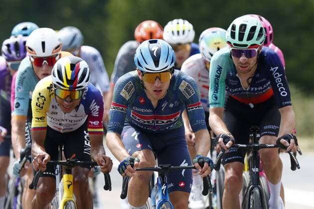 Belgian Ilan Van Wilder (C) of Soudal Quick-Step pictured during stage 15 of the 2026 Tour de France cycling race, a stage of 184km from Champagnole to Plateau de Solaison, on Sunday 19 July 2026. The 113th edition of the Tour de France starts on Saturday 4 July in Barcelona, Spain, and will finish in Paris, France on the 26th of July. POOLxLUCAxBETTINI  x181476231x