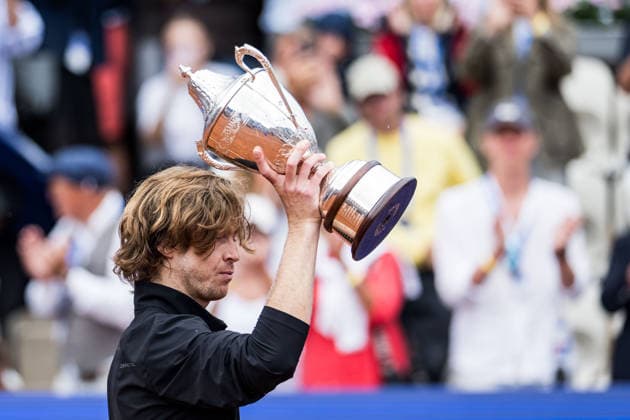 260719 Andrey Rublev of Russia celebrates during day 7 of the Nordea Open on July 19, 2026 in Bastad. Photo: Niclas Jönsson BILDBYRAN COP 273 NO0430 tennis ATP, Tennis Herren 250 nordea open bbeng final jubel celebrates *** 260719 Andrey Rublev of Russia celebrates during Day 7 of the Nordea Open on July 19, 2026, in Bastad. Photo: Niclas Jönsson, BILDBYRAN COP 273 NO0430 tennis atp 250 nordea open bbeng final jubilation celebrates  Copyright: NICLASxJÖNSSON BB260719NO109