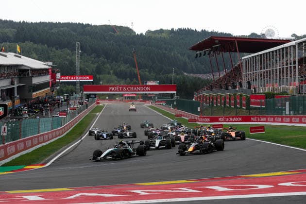 F1 - BELGIAN GRAND PRIX 2026 start of the race, depart, 12 KIMI ANTONELLI Andrea (ita), Mercedes AMG F1 Team W17, action 03 VERSTAPPEN Max (nld), Red Bull Racing Ford RB22, action during the Formula 1 Belgian Grand Prix 2026, 10th round of the 2026 Formula One World Championship, WM, Weltmeisterschaft from July 17 to 19, 2026 on the Circuit de Spa-Francorchamps, in Stavelot, Belgium -  Copyright: xEricxAlonsox