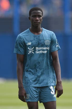 Abdoulaye Faye ( Bayer 04 Leverkusen, 32 ). GER, SF Baumberg vs Bayer 04 Leverkusen, Fussball, Testspiel, Spielzeit 2026 2027, 18.07.2026 DFL REGULATIONS PROHIBIT ANY USE OF PHOTOGRAPHS AS IMAGE SEQUENCES AND OR QUASI-VIDEO GER, SF Baumberg vs Bayer 04 Leverkusen, Fussball, Testspiel, Spielzeit 2026 2027, 18.07.2026 Monheim *** Abdoulaye Faye, Bayer 04 Leverkusen, 32, GER, SF Baumberg vs. Bayer 04 Leverkusen, Soccer, Friendly Match, 2026–2027 Season, July 18, 2026 DFL regulations prohibit any use of photographs as image sequences and or quasi-video GER, SF Baumberg vs. Bayer 04 Leverkusen, soccer, friendly match, 2026–2027 season, July 18, 2026, Monheim Copyright: xEibner-Pressefoto ThomasxThienelx EP_TTL