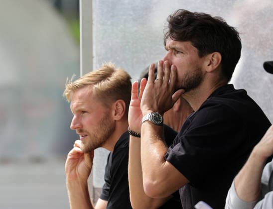 v.l. Sportdirektor Hanno Behrens (VfB Luebeck) und Sportlicher leiter Romain Bregerie (VfB Luebeck) Fussball, Herren, Saison 2026 2027, SHFV-Pokal Achtelfinale, VfB Luebeck gegen Kaltenkirchener TS , 4-1 DFL REGULATIONS PROHIBIT ANY USE OF PHOTOGRAPHS AS IMAGE SEQUENCES AND OR QUASI-VIDEO. *** From left: Sports Director Hanno Behrens of VfB Lübeck and Technical Director Romain Bregerie of VfB Lübeck Soccer, Men’s Team, 2026–2027 Season, SHFV Cup Round of 16, VfB Lübeck vs. Kaltenkirchener TS, 4–1. DFL regulations prohibit any use of photographs as image sequences and or quasi-video.