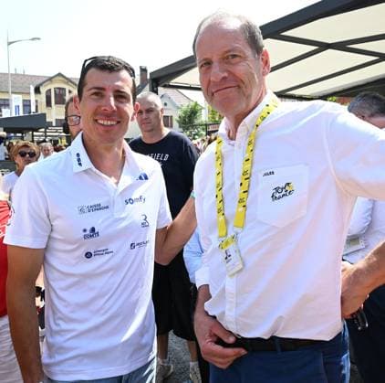 15e étape du tour de France, Champagnole, 19 juillet 2026. PHOTOPQR LE PROGRES Philippe TRIAS - 19 07 2026 - 15e étape du tour de France, Champagnole, 19 juillet 2026. -15e étape du tour de France, Champganole Plateau de Solaison. Quentin Fillon Maillet, champion olympique de Biathlon et Christian Prudhomme, le patron du Tour. - CYCLING TOUR DE FRANCE STAGE 15 stage 15 of the 2026 Tour de France cycling race, a stage of 184km from Champagnole to Plateau de Solaison, on Sunday 19 July 2026. The 113th edition of the Tour de France starts on Saturday 4 July in Barcelona, Spain, and will finish in Paris, France on the 26th of July. Jura Franche-Comté France  Copyright: xPHOTOPQR LExPROGRES MAXPPPxPhilippexTRIASx 20260719LPL8324 20260719LPL8324