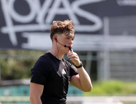 Schiedsrichter Simon pieper Fussball, Herren, Saison 2026 2027, SHFV-Pokal Achtelfinale, VfB Luebeck gegen Kaltenkirchener TS , 4-1 DFL REGULATIONS PROHIBIT ANY USE OF PHOTOGRAPHS AS IMAGE SEQUENCES AND OR QUASI-VIDEO. *** Referee Simon Pieper, Men s Soccer, 2026–2027 Season, SHFV Cup Round of 16, VfB Lübeck vs. Kaltenkirchener TS, 4–1. DFL regulations prohibit any use of photographs as image sequences and or quasi-video.
