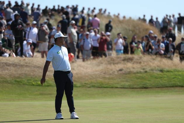 154th Open Golf Championships - Round 4 Si Woo Kim of South Korea reacts on the 8th green during the fourth round of the British Open Golf Championships at Royal Birkdale in Southport, Britain, 19 July 2026. SOUTHPORT UNITED KINGDOM  Copyright: xADAMxVAUGHANx