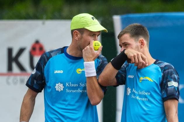 TENNIS - 2. TENNIS-BUNDESLIGA SÜD I TC RUHLA 92 HEIMSPIEL TC RW MRH TROWE SPRENDLINGEN ** NUR FÜR REDAKTIONELLE ZWECKE ** EDITORIAL USE ONLY **<p>19 07 2026-Erfurt: Tennis Herren 2. Tennis-Bundesliga Süd I TC Ruhla 92 TC RW MRH Trowe Sprendlingen Tennisanlage Binderslebener Landstraße Herren Doppel im Foto: Michel Hopp (Tennisclub Ruhla 92 e.V.), rechts, Kirill Kivattsev 7 (Tennisclub Ruhla 92 e.V.), links ( Deutschland Thueringen Erfurt Copyright: SaschaxFromm *** TENNIS 2 TENNIS BUNDESLIGA SOUTH I TC RUHLA 92 HOME MATCH TC RW MRH TROWE SPRENDLINGEN ** FOR EDITORIAL USE ONLY ** EDITORIAL USE ONLY ** July 19, 2026 Erfurt Men’s Tennis 2 Tennis Bundesliga South I TC Ruhla 92 vs. TC RW MRH Trowe Sprendlingen Tennis Facility on Binderslebener Landstraße Men’s doubles in the photo: Michel Hopp, Tennisclub Ruhla 92 e.V., on the right, Kirill Kivattsev 7, Tennis Club Ruhla 92 e.V., left; Germany, Thuringia, Erfurt; Copyright SaschaxFromm Copyright: SaschaxFromm doc86sb425pr131ejfziaik ,EDITORIAL USE ONLY