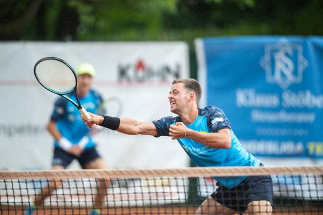 TENNIS - 2. TENNIS-BUNDESLIGA SÜD I TC RUHLA 92 HEIMSPIEL TC RW MRH TROWE SPRENDLINGEN ** NUR FÜR REDAKTIONELLE ZWECKE ** EDITORIAL USE ONLY **<p>19 07 2026-Erfurt: Tennis Herren 2. Tennis-Bundesliga Süd I TC Ruhla 92 TC RW MRH Trowe Sprendlingen Tennisanlage Binderslebener Landstraße Herren Doppel im Foto: Michel Hopp (Tennisclub Ruhla 92 e.V.), vorn, Kirill Kivattsev 7 (Tennisclub Ruhla 92 e.V.), hinten ( Deutschland Thueringen Erfurt Copyright: SaschaxFromm *** TENNIS 2 TENNIS BUNDESLIGA SOUTH I TC RUHLA 92 HOME MATCH TC RW MRH TROWE SPRENDLINGEN ** FOR EDITORIAL USE ONLY ** EDITORIAL USE ONLY ** July 19, 2026 Erfurt Men’s Tennis 2 Tennis Bundesliga South I TC Ruhla 92 vs. TC RW MRH Trowe Sprendlingen Tennis Facility on Binderslebener Landstraße Men’s doubles in the photo: Michel Hopp, Tennisclub Ruhla 92 e.V., in front, Kirill Kivattsev 7, Tennis Club Ruhla 92 e.V., in the back; Germany, Thuringia, Erfurt; Copyright SaschaxFromm Copyright: SaschaxFromm doc86sb42d9wrkw6ziva4h ,EDITORIAL USE ONLY