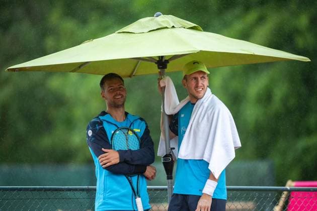 TENNIS - 2. TENNIS-BUNDESLIGA SÜD I TC RUHLA 92 HEIMSPIEL TC RW MRH TROWE SPRENDLINGEN ** NUR FÜR REDAKTIONELLE ZWECKE ** EDITORIAL USE ONLY **<p>19 07 2026-Erfurt: Tennis Herren 2. Tennis-Bundesliga Süd I TC Ruhla 92 TC RW MRH Trowe Sprendlingen Tennisanlage Binderslebener Landstraße Herren Doppel im Foto: Michel Hopp (Tennisclub Ruhla 92 e.V.), links, Kirill Kivattsev 7 (Tennisclub Ruhla 92 e.V.), rechts ( Deutschland Thueringen Erfurt Copyright: SaschaxFromm *** TENNIS 2 TENNIS BUNDESLIGA SOUTH I TC RUHLA 92 HOME MATCH TC RW MRH TROWE SPRENDLINGEN ** FOR EDITORIAL USE ONLY ** EDITORIAL USE ONLY ** July 19, 2026 Erfurt Men’s Tennis 2 Tennis Bundesliga South I TC Ruhla 92 vs. TC RW MRH Trowe Sprendlingen Tennis Facility on Binderslebener Landstraße Men’s doubles in the photo: Michel Hopp, Tennisclub Ruhla 92 e.V., left, Kirill Kivattsev 7, Tennis Club Ruhla 92 e.V., right, Germany, Thuringia, Erfurt. Copyright SaschaxFromm Copyright: SaschaxFromm doc86sb402rhn86ygogrjd ,EDITORIAL USE ONLY