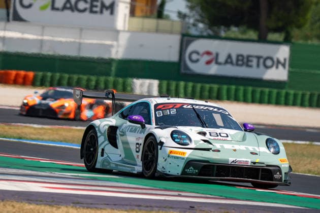 MOTORSPORTS - GT World Challenge - Misano - Round 5 Photo by IPA ABACAPRESS.COM86811070 - Bastian BUUS and Ricardo FELLER driving the ( 80) Porsche 911 GT3 R (992) EVO for the Lionspeed GP team during Round 5 of the GT World Challenge at Misano, Italy, on July 19, 2026 Misano Italy  Copyright: xIPAxSport ABACAx