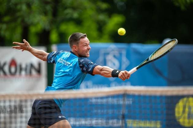 TENNIS - 2. TENNIS-BUNDESLIGA SÜD I TC RUHLA 92 HEIMSPIEL TC RW MRH TROWE SPRENDLINGEN ** NUR FÜR REDAKTIONELLE ZWECKE ** EDITORIAL USE ONLY **<p>19 07 2026-Erfurt: Tennis Herren 2. Tennis-Bundesliga Süd I TC Ruhla 92 TC RW MRH Trowe Sprendlingen Tennisanlage Binderslebener Landstraße Herren Einzel im Foto: Michel Hopp (Tennisclub Ruhla 92 e.V.), im Bild, gewinnt sein Spiel gegen Mate Valkusz (TC RW MRH Trowe Sprendlingen) ( Deutschland Thueringen Erfurt Copyright: SaschaxFromm *** TENNIS 2 TENNIS BUNDESLIGA SOUTH I TC RUHLA 92 HOME MATCH TC RW MRH TROWE SPRENDLINGEN ** FOR EDITORIAL USE ONLY ** EDITORIAL USE ONLY ** July 19, 2026 Erfurt Men’s Tennis 2 Tennis Bundesliga South I TC Ruhla 92 vs. TC RW MRH Trowe Sprendlingen Tennis Facility on Binderslebener Landstraße Men’s singles in the photo: Michel Hopp, Tennisclub Ruhla 92 e.V., pictured, wins his match against Mate Valkusz of TC RW MRH Trowe Sprendlingen, Germany, Thuringia, Erfurt. Copyright SaschaxFromm Copyright: SaschaxFromm doc86sb4wahuihue6bfa4h ,EDITORIAL USE ONLY