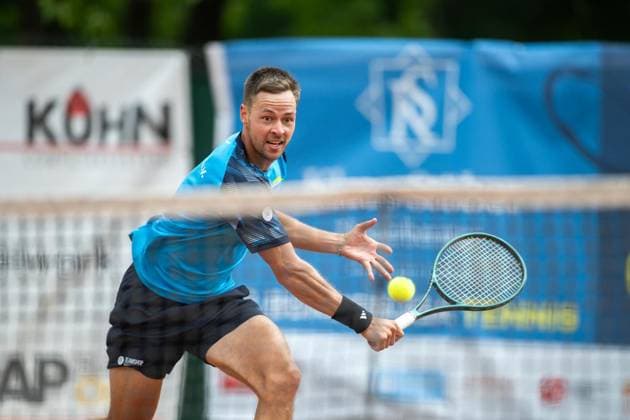 TENNIS - 2. TENNIS-BUNDESLIGA SÜD I TC RUHLA 92 HEIMSPIEL TC RW MRH TROWE SPRENDLINGEN ** NUR FÜR REDAKTIONELLE ZWECKE ** EDITORIAL USE ONLY **<p>19 07 2026-Erfurt: Tennis Herren 2. Tennis-Bundesliga Süd I TC Ruhla 92 TC RW MRH Trowe Sprendlingen Tennisanlage Binderslebener Landstraße Herren Einzel im Foto: Michel Hopp (Tennisclub Ruhla 92 e.V.), im Bild, gewinnt sein Spiel gegen Mate Valkusz (TC RW MRH Trowe Sprendlingen) ( Deutschland Thueringen Erfurt Copyright: SaschaxFromm *** TENNIS 2 TENNIS BUNDESLIGA SOUTH I TC RUHLA 92 HOME MATCH TC RW MRH TROWE SPRENDLINGEN ** FOR EDITORIAL USE ONLY ** EDITORIAL USE ONLY ** July 19, 2026 Erfurt Men’s Tennis 2 Tennis Bundesliga South I TC Ruhla 92 vs. TC RW MRH Trowe Sprendlingen Tennis Facility on Binderslebener Landstraße Men’s singles in the photo: Michel Hopp, Tennisclub Ruhla 92 e.V., pictured, wins his match against Mate Valkusz of TC RW MRH Trowe Sprendlingen, Germany, Thuringia, Erfurt. Copyright SaschaxFromm Copyright: SaschaxFromm doc86sb4wgt3yb1417lh1fyx ,EDITORIAL USE ONLY