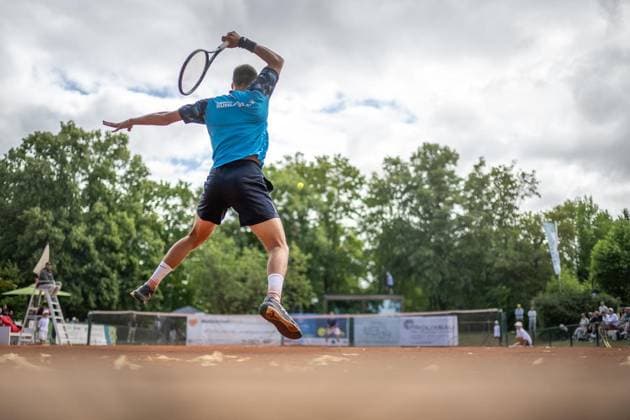 TENNIS - 2. TENNIS-BUNDESLIGA SÜD I TC RUHLA 92 HEIMSPIEL TC RW MRH TROWE SPRENDLINGEN ** NUR FÜR REDAKTIONELLE ZWECKE ** EDITORIAL USE ONLY **<p>19 07 2026-Erfurt: Tennis Herren 2. Tennis-Bundesliga Süd I TC Ruhla 92 TC RW MRH Trowe Sprendlingen Tennisanlage Binderslebener Landstraße Herren Einzel im Foto: Michel Hopp (Tennisclub Ruhla 92 e.V.), im Bild, gewinnt sein Spiel gegen Mate Valkusz (TC RW MRH Trowe Sprendlingen) ( Deutschland Thueringen Erfurt Copyright: SaschaxFromm *** TENNIS 2 TENNIS BUNDESLIGA SOUTH I TC RUHLA 92 HOME MATCH TC RW MRH TROWE SPRENDLINGEN ** FOR EDITORIAL USE ONLY ** EDITORIAL USE ONLY ** July 19, 2026 Erfurt Men’s Tennis 2 Tennis Bundesliga South I TC Ruhla 92 vs. TC RW MRH Trowe Sprendlingen Tennis Facility on Binderslebener Landstraße Men’s singles in the photo: Michel Hopp, Tennisclub Ruhla 92 e.V., pictured, wins his match against Mate Valkusz of TC RW MRH Trowe Sprendlingen, Germany, Thuringia, Erfurt. Copyright SaschaxFromm Copyright: SaschaxFromm doc86sb4wpj3wk1eg3j7aj2 ,EDITORIAL USE ONLY
