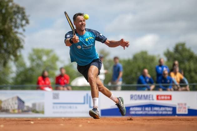TENNIS - 2. TENNIS-BUNDESLIGA SÜD I TC RUHLA 92 HEIMSPIEL TC RW MRH TROWE SPRENDLINGEN ** NUR FÜR REDAKTIONELLE ZWECKE ** EDITORIAL USE ONLY **<p>19 07 2026-Erfurt: Tennis Herren 2. Tennis-Bundesliga Süd I TC Ruhla 92 TC RW MRH Trowe Sprendlingen Tennisanlage Binderslebener Landstraße Herren Einzel im Foto: Michel Hopp (Tennisclub Ruhla 92 e.V.), im Bild, gewinnt sein Spiel gegen Mate Valkusz (TC RW MRH Trowe Sprendlingen) ( Deutschland Thueringen Erfurt Copyright: SaschaxFromm *** TENNIS 2 TENNIS BUNDESLIGA SOUTH I TC RUHLA 92 HOME MATCH TC RW MRH TROWE SPRENDLINGEN ** FOR EDITORIAL USE ONLY ** EDITORIAL USE ONLY ** July 19, 2026 Erfurt Men’s Tennis 2 Tennis Bundesliga South I TC Ruhla 92 vs. TC RW MRH Trowe Sprendlingen Tennis Facility on Binderslebener Landstraße Men’s singles in the photo: Michel Hopp, Tennisclub Ruhla 92 e.V., pictured, wins his match against Mate Valkusz of TC RW MRH Trowe Sprendlingen, Germany, Thuringia, Erfurt. Copyright SaschaxFromm Copyright: SaschaxFromm doc86sb4yfukw67d5kt1cfk ,EDITORIAL USE ONLY