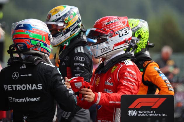 F1 Grand Prix of Belgium Charles Leclerc of Scuderia Ferrari HP shakes hand with Andrea Kimi Antonelli of Mercedes AMG Petronas F1 Team at the end of the F1 Grand Prix of Belgium at Spa-Francorchamps on July 19, 2026 in Stavelot, Belgium. Stavelot Spa-Francorchamps Belgium Copyright: xBasilex