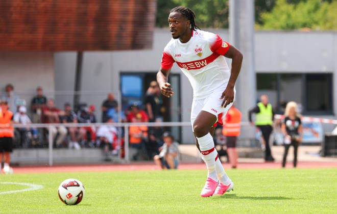 19.07.2026, Deutschland, Balingen, Fußball Bundesliga, Saison 2026 2027, Testspiel, TSG Balingen vs. VfB Stuttgart, Dan-Axel Zagadou (VfB) *** July 19, 2026, Germany, Balingen, Bundesliga, 2026–2027 season, Friendly match, TSG Balingen vs. VfB Stuttgart, Dan Axel Zagadou (VfB)