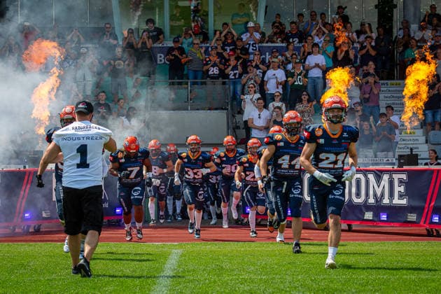 run out ifm Razorbacks Ravensburg ifm Razorbacks Ravensburg vs Straubing Spiders, American Football, German Football League, Week 11, 2026, 19.07.2026, Weingarten TeleData Stadion am Lindenhof Baden Württemberg Germany Copyright: xFootxBowl SebastianxJustx