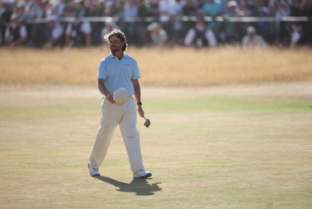 154th Open Golf Championships - Round 4 Tommy Fleetwood of England gestures to the crowd on the 18th hole during the 4th round at the British Open Golf Championships at Royal Birkdale in Southport, Britain, 19 July 2026. SOUTHPORT UNITED KINGDOM  Copyright: xADAMxVAUGHANx