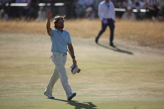 154th Open Golf Championships - Round 4 Tommy Fleetwood of England waves to the crowd on the 18th hole during the 4th round at the British Open Golf Championships at Royal Birkdale in Southport, Britain, 19 July 2026. SOUTHPORT UNITED KINGDOM  Copyright: xADAMxVAUGHANx