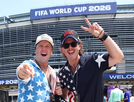 New Jersey, USA, 19th July 2026. American fans outside the stadium before the Spain vs Argentina FIFA World Cup, WM, Weltmeisterschaft, Fussball final match at the Metlife Stadium, New Jersey. Picture credit should read: Paul Terry Sportimage EDITORIAL USE ONLY. No use with unauthorised audio, video, data, fixture lists, club league logos or live services. Online in-match use limited to 120 images, no video emulation. No use in betting, games or single club league player publications. SPI_011_PT_Spain_Argentina SPI-4862-0011