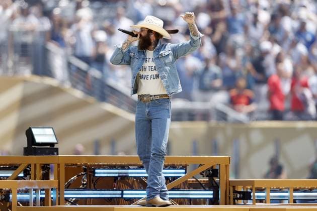 EAST RUTHERFORD, NEW JERSEY - Post Malone during the FIFA World Cup, WM, Weltmeisterschaft, Fussball 2026â ¢ closing ceremony preceding the FIFA World Cup 2026 final between Spain and Argentina at the New York New Jersey Stadium on July 19, 2026, in East Rutherford, New Jersey, United States. MAURICE VAN STEEN ANP World Cup Soccer 2026 xVIxANPxSportx xMauricexvanxSteenxIVx 563854387 originalFilename: 563854387.jpg