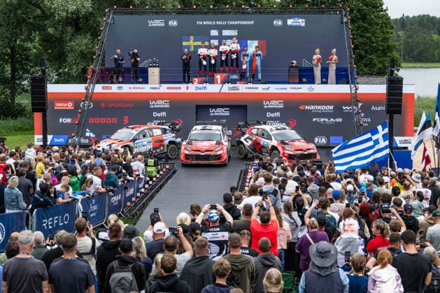 IPA86815166 - Driver Oliver Solber and co-driver Elliott Edmondson, driver Sami Pajari and co-driver Marko Salminen, and driver Adrien Fourmaux and co-driver Alexandre Coria,They will tackle the third day of the race during the FIA World Rally Championship WRC, Motorsport Rallye, WM Delfi Rally Estonia 2026 on July 19 in Tartu, Estonia  Copyright: xLucaxBarsali IPAxSportx xx 86815166