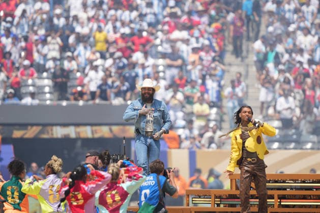 Post Malone performs before the start of the 2026 World Cup final between the national teams of Spain and Argentina at the New York New Jersey stadium in the US, 19 July 2026. 2026 World Cup Final: Spain vs. Argentina !ACHTUNG: NUR REDAKTIONELLE NUTZUNG!  Copyright: xOctavioxGuzmanx GRAF9187 20260719-55020938586_1