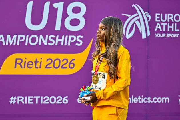 Delisha Benelisa DOMINGOS (Germany, TuS Lichterfelde, 110m Huerden)2 ITA, European Athletics U18 Championships, Athletics, 19.07.2026, Jan Papenfuss ITA, European Athletics U18 Championships, Athletics, 19.07.2026, *** Delisha Benelisa DOMINGOS, Germany, TuS Lichterfelde, 110m Hurdles 2 ITA, European Athletics U18 Championships, Athletics, July 19, 2026, Jan Papenfuss ITA, European Athletics U18 Championships, Track and Field, July 19, 2026, Copyright: xx