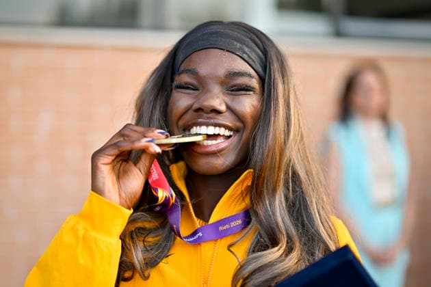 Delisha Benelisa DOMINGOS (Germany, TuS Lichterfelde, 110m Huerden)2 ITA, European Athletics U18 Championships, Athletics, 19.07.2026, Jan Papenfuss ITA, European Athletics U18 Championships, Athletics, 19.07.2026, *** Delisha Benelisa DOMINGOS, Germany, TuS Lichterfelde, 110m Hurdles 2 ITA, European Athletics U18 Championships, Athletics, July 19, 2026, Jan Papenfuss ITA, European Athletics U18 Championships, Track and Field, July 19, 2026, Copyright: xx