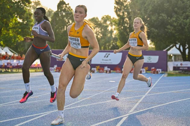 Lisa FISCHER (Germany, TSG Niefern, Medley Staffel); Sonja SCHULTE-MAETER (Germany, Eintracht Frankfurt e.V., Medley Staffel) ITA, European Athletics U18 Championships, Athletics, 19.07.2026, Jan Papenfuss ITA, European Athletics U18 Championships, Athletics, 19.07.2026, *** Lisa FISCHER, Germany, TSG Niefern, Medley Relay; Sonja SCHULTE MAETER, Germany, Eintracht Frankfurt e.V., Medley Relay; ITA, European Athletics U18 Championships, Athletics, July 19, 2026, Jan Papenfuss (ITA), European Athletics U18 Championships, Athletics, July 19, 2026, Copyright: xx