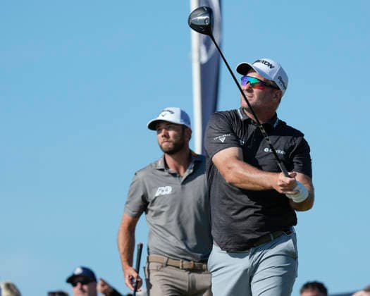 SOUTHPORT, ENGLAND - JULY 19: Ryan Fox (NZ) and Sam Burns (USA) on the 16th hole during Round 4 of the 154th Open Championship at the Royal Birkdale Golf Club, Southport on July 19, 2026 in Merseyside, England The 154th British Open Championship