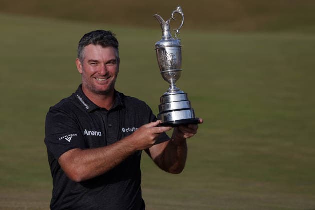 RECORD DATE NOT STATED 19th July 2026; Royal Birkdale Golf Club, Southport, Merseyside, England; The Open Championship Final Day; Ryan Fox (NZ) poses with the Claret Jug trophy DavidxBlunsden