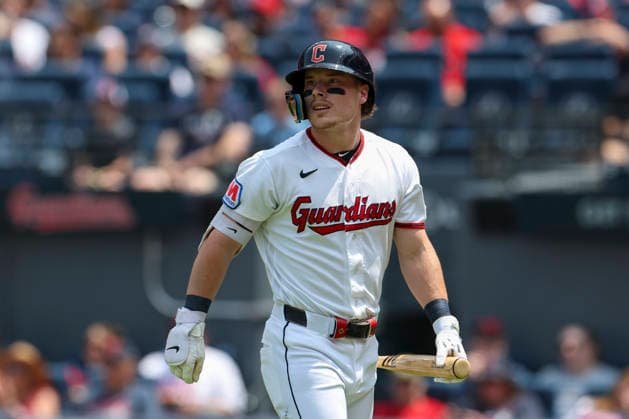 July 19, 2026: Cleveland Guardians second baseman Travis Bazzana (37) walks off the field after striking out during the first inning of the Major League Baseball game between the Pittsburgh Pirates and Cleveland Guardians at Progressive Field in Cleveland, Ohio. CSM Cleveland United States of America - ZUMAc04_ 20260719_zma_c04_012 Copyright: xBrianxFisherx
