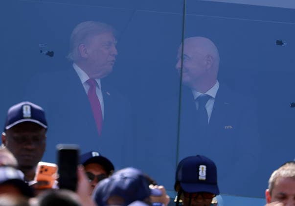 FIFA World Cup, WM, Weltmeisterschaft, Fussball 2026 final - Spain vs Argentina US president Donald Trump (L) and FIFA president Gianni Infantino ahead of the FIFA World Cup 2026 final match Spain against Argentina, in New Jersey, USA, 19 July 2026. EAST RUTHERFORD United States  Copyright: xCHRISTOPHERxNEUNDORFx